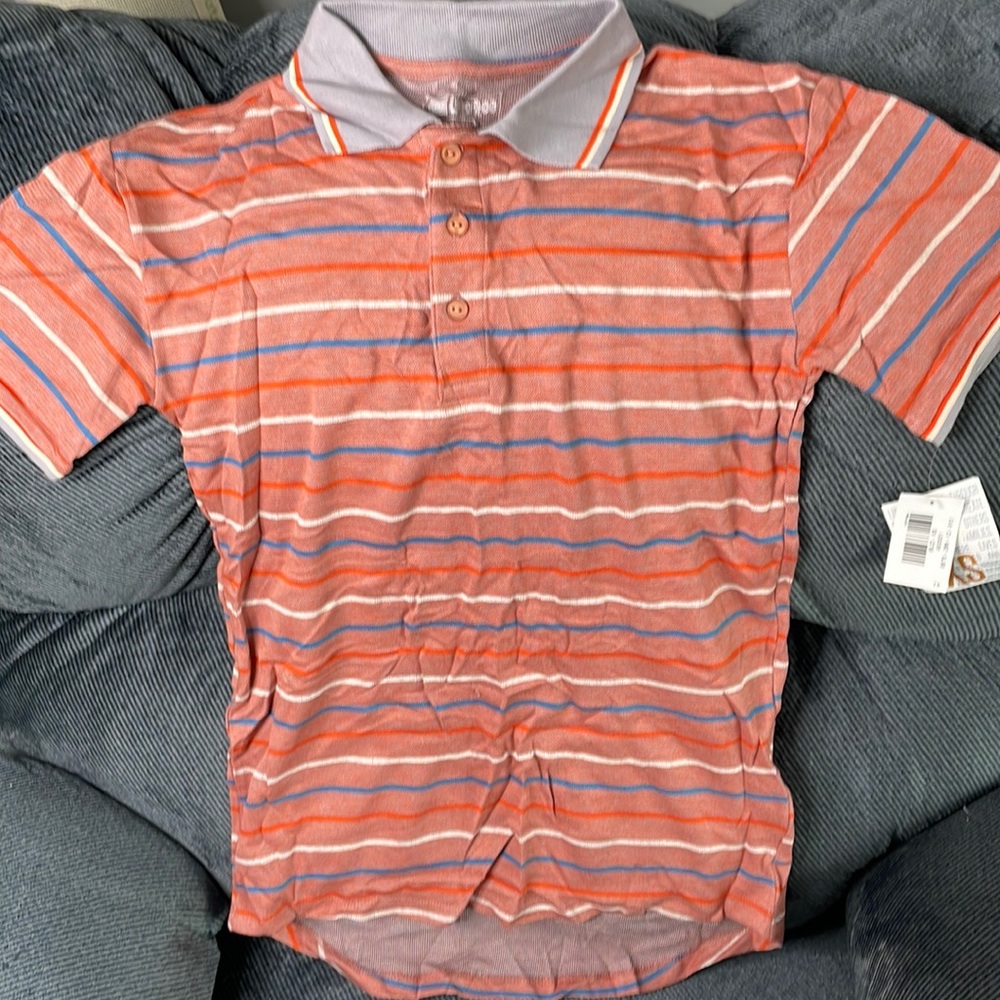 Extra small LuLaRoe bud polo light orange, striped new with tags